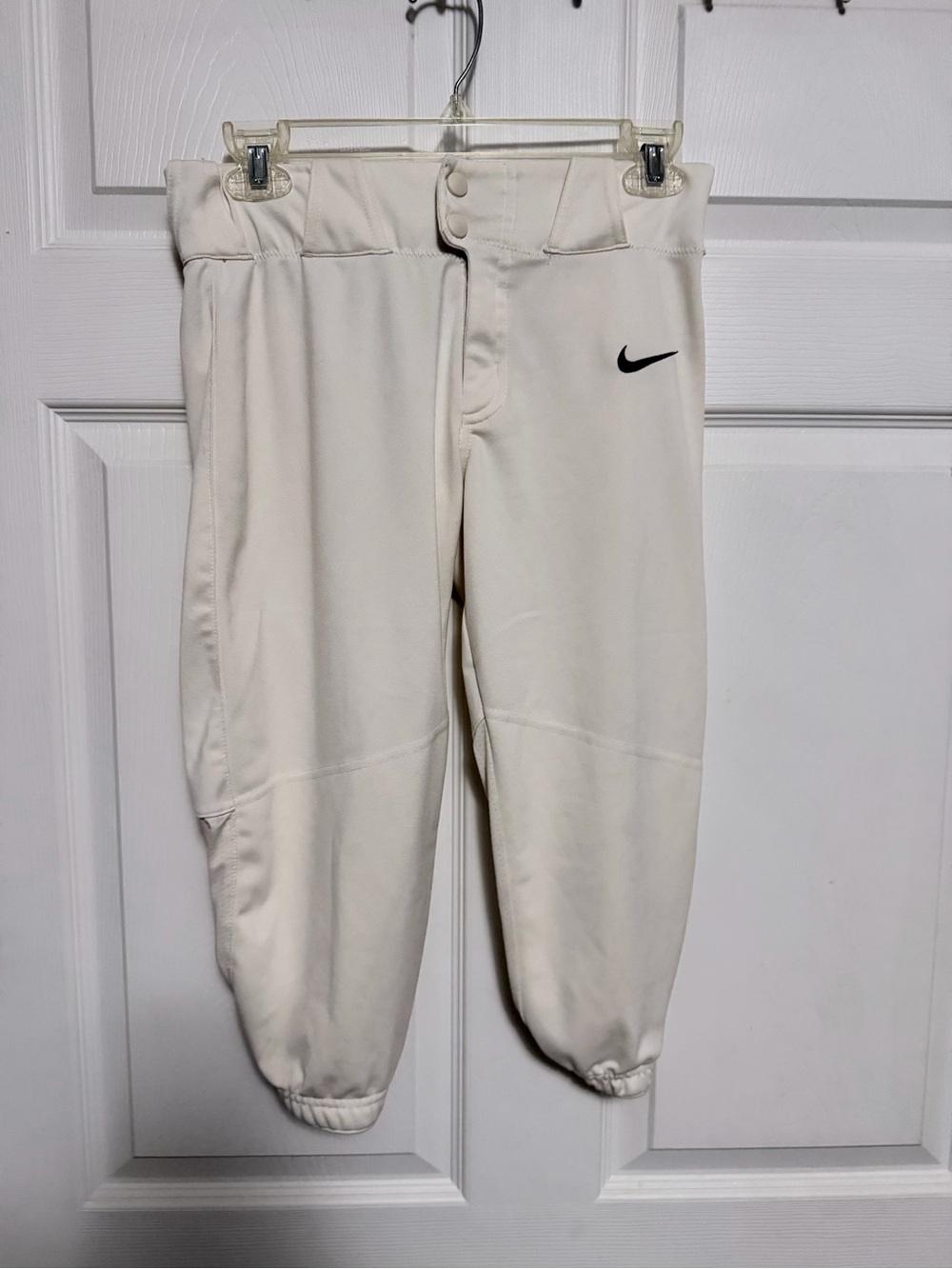 Nike White Youth Baseball Pants with Black Swoosh